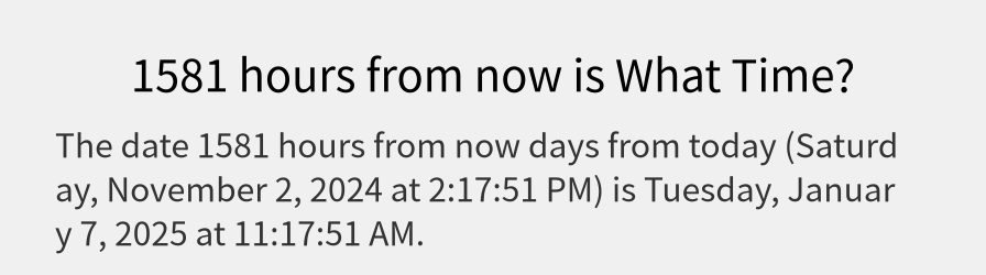 What date is 1581 hours from now?