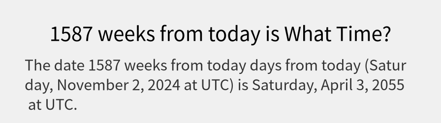 What date is 1587 weeks from today?