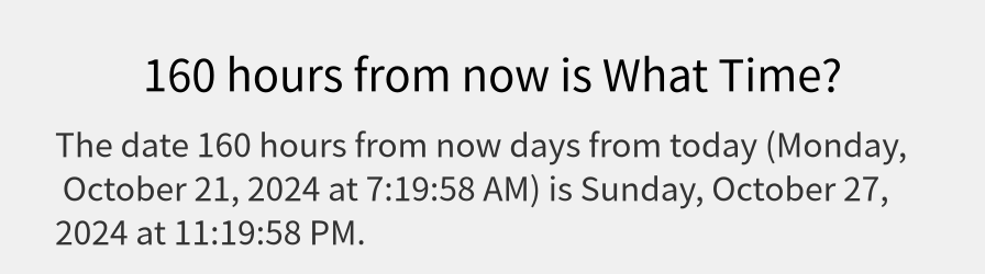 What date is 160 hours from now?