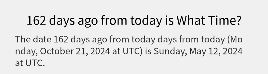 What date is 162 days ago from today?