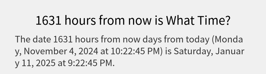 What date is 1631 hours from now?