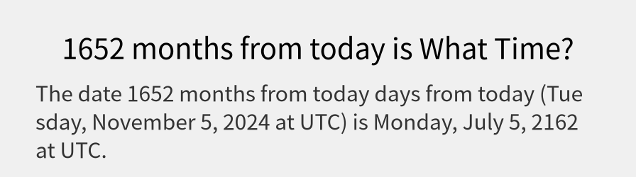 What date is 1652 months from today?