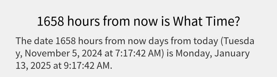 What date is 1658 hours from now?