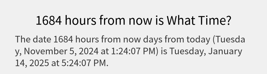 What date is 1684 hours from now?