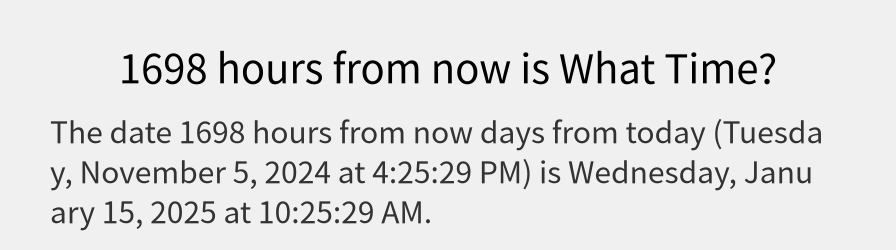 What date is 1698 hours from now?