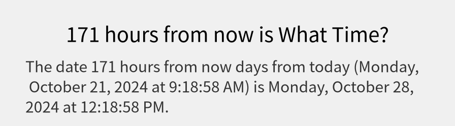 What date is 171 hours from now?