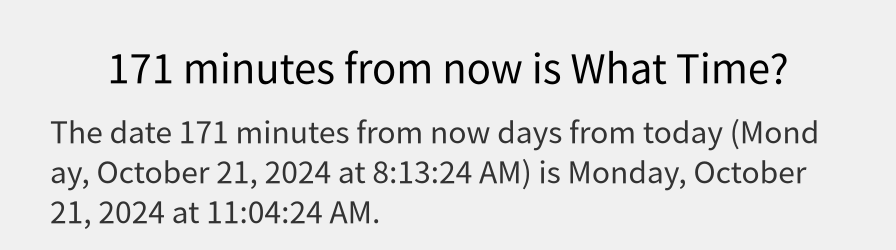 What date is 171 minutes from now?