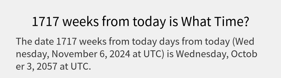 What date is 1717 weeks from today?