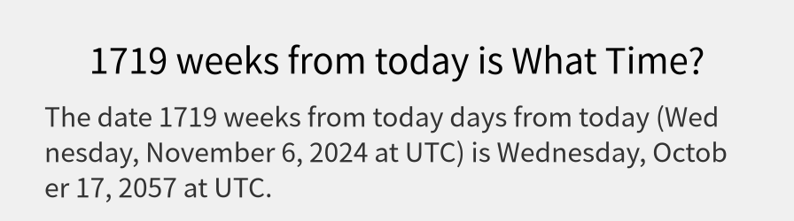 What date is 1719 weeks from today?