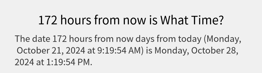 What date is 172 hours from now?