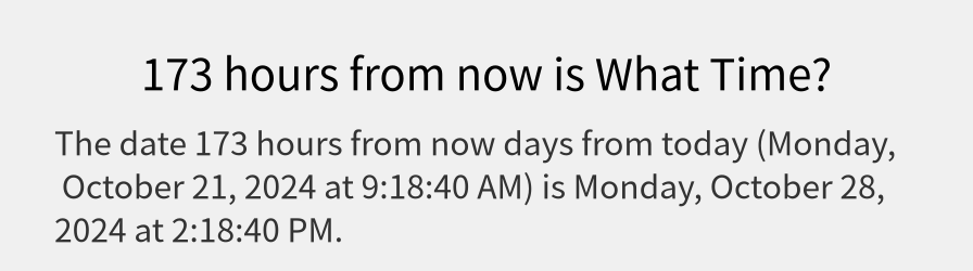 What date is 173 hours from now?