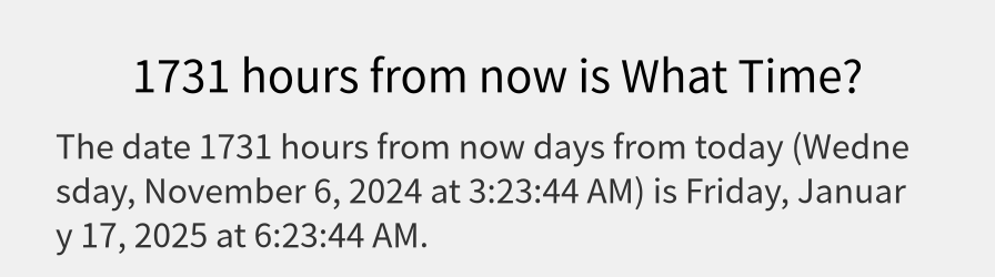 What date is 1731 hours from now?