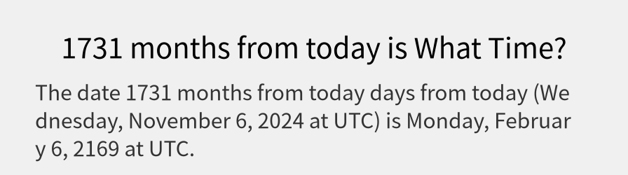 What date is 1731 months from today?