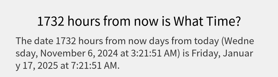 What date is 1732 hours from now?