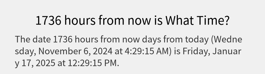 What date is 1736 hours from now?