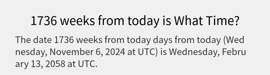 What date is 1736 weeks from today?