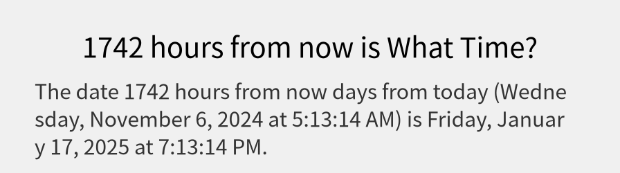 What date is 1742 hours from now?