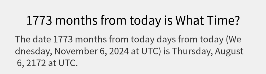 What date is 1773 months from today?