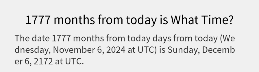 What date is 1777 months from today?