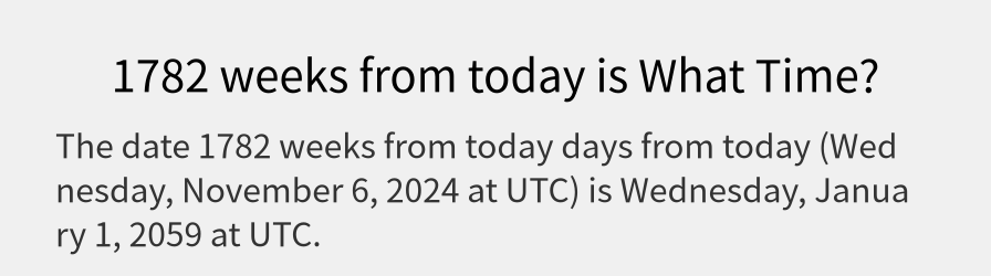 What date is 1782 weeks from today?