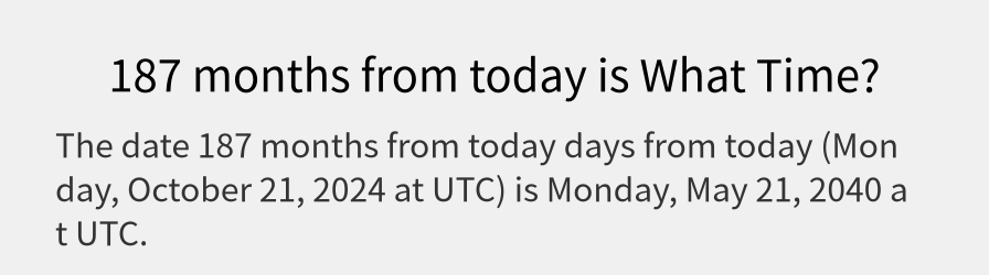 What date is 187 months from today?