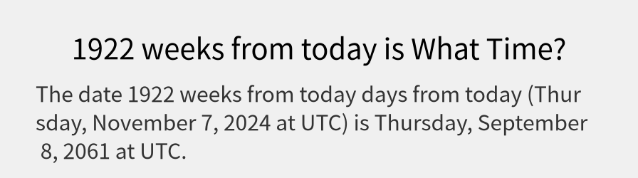 What date is 1922 weeks from today?