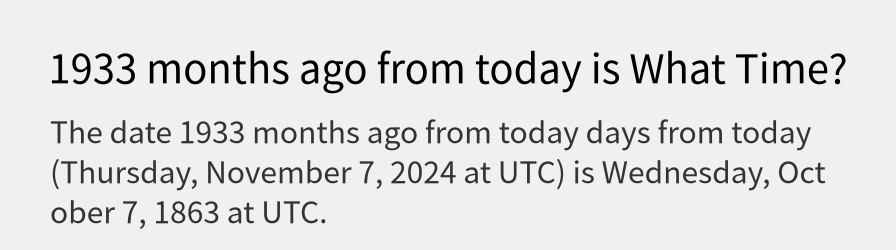 What date is 1933 months ago from today?