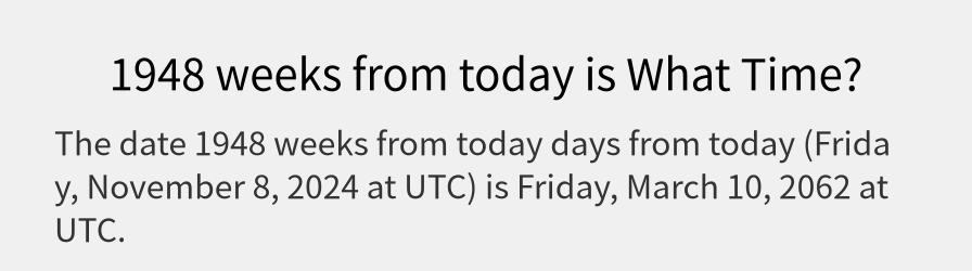 What date is 1948 weeks from today?