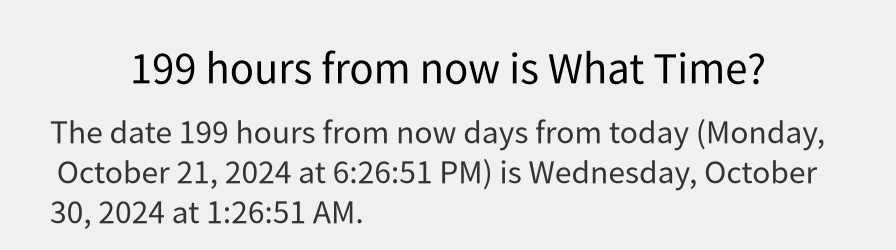 What date is 199 hours from now?