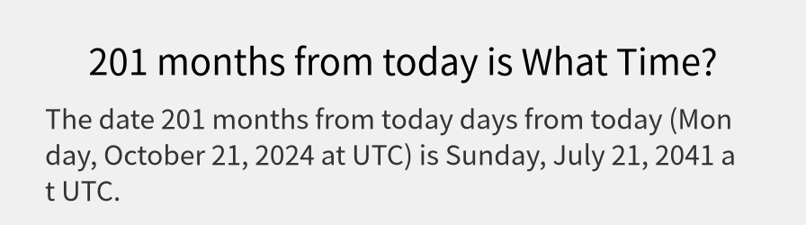 What date is 201 months from today?