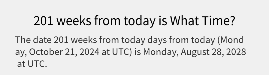 What date is 201 weeks from today?