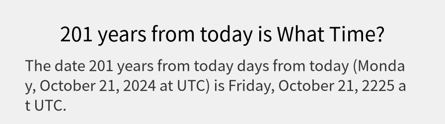 What date is 201 years from today?