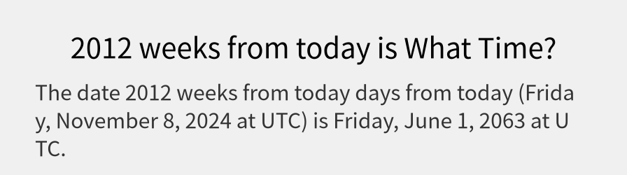 What date is 2012 weeks from today?