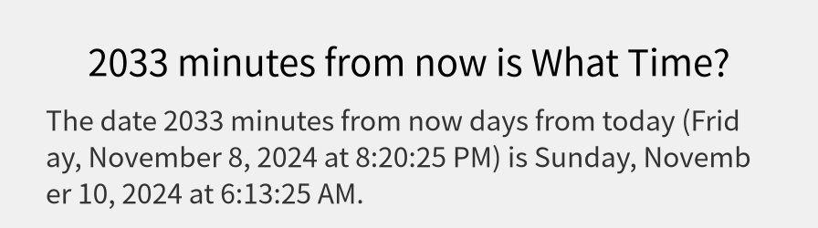 What date is 2033 minutes from now?