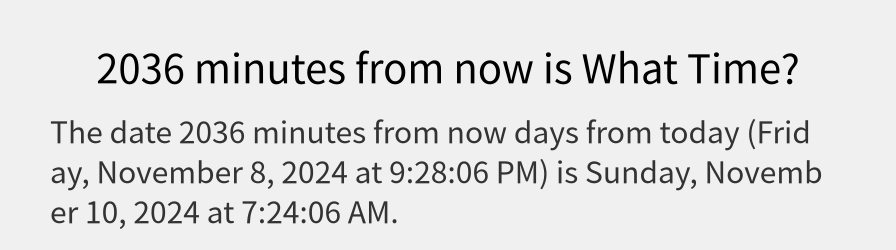 What date is 2036 minutes from now?