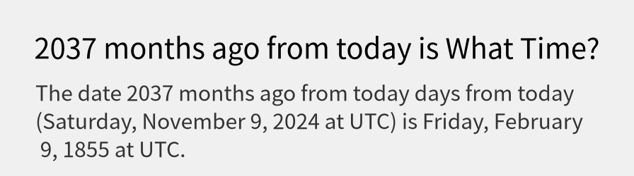 What date is 2037 months ago from today?