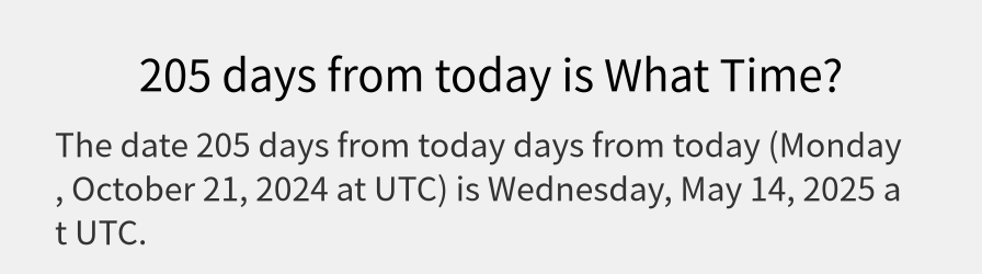 What date is 205 days from today?