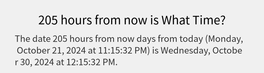 What date is 205 hours from now?