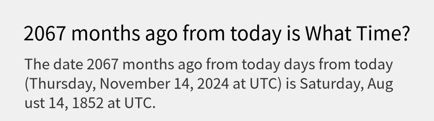 What date is 2067 months ago from today?