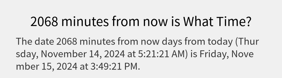 What date is 2068 minutes from now?