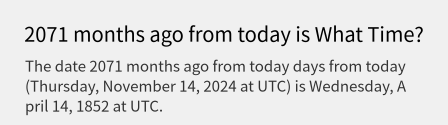 What date is 2071 months ago from today?