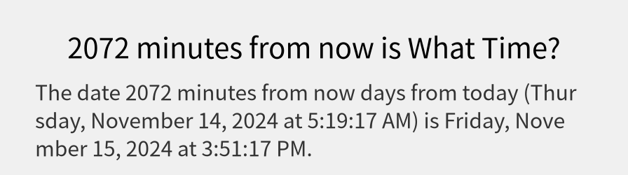 What date is 2072 minutes from now?