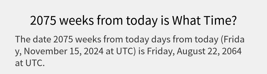 What date is 2075 weeks from today?