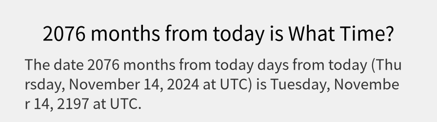 What date is 2076 months from today?