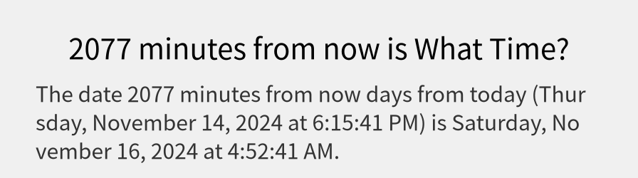 What date is 2077 minutes from now?