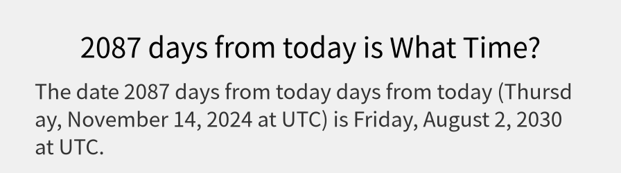 What date is 2087 days from today?