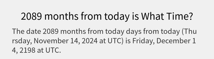 What date is 2089 months from today?