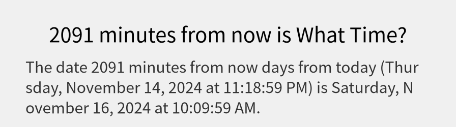 What date is 2091 minutes from now?