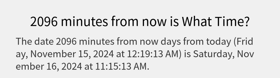 What date is 2096 minutes from now?