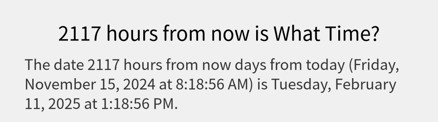 What date is 2117 hours from now?